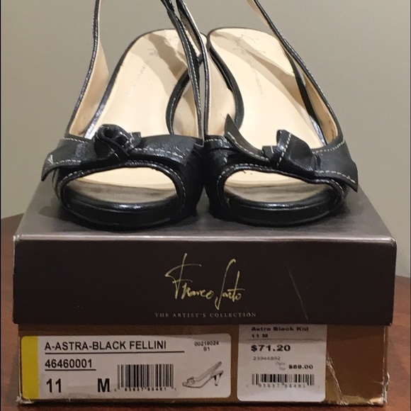 Designer Black Peep Toed Sling Back Heels Size 11 - Picture 3 of 5